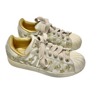 Adidas | Superstar II Gold Floral Embroidered Sneakers, Rare Special Edition